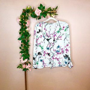 3/$30 Zara Blouse with Mixed Print and Ruffle